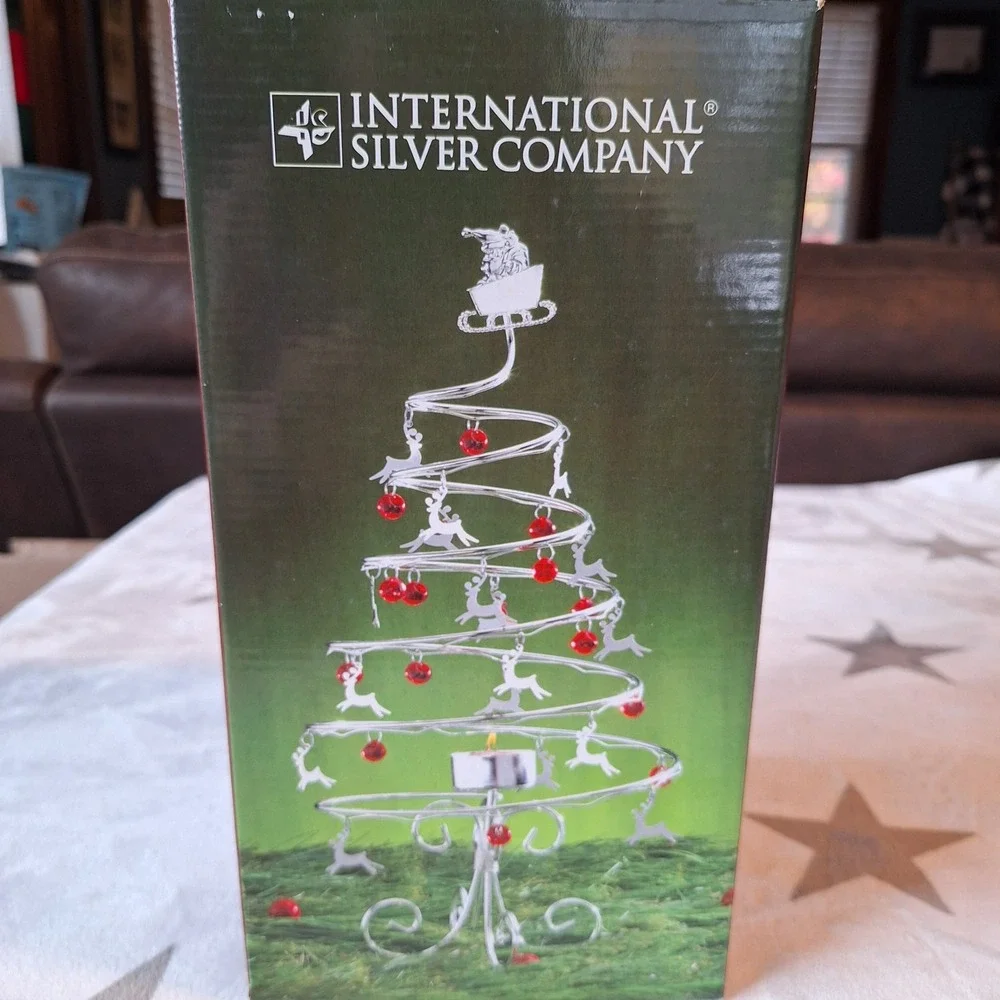 International Silver‎ Co. Santa SPIRAL Bobble Votive Tree Christmas Decor NOS